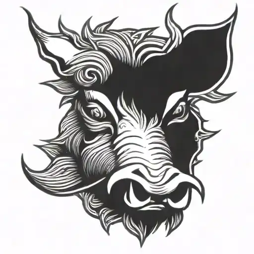 Irish Celtic Boar Head Angry Tongue