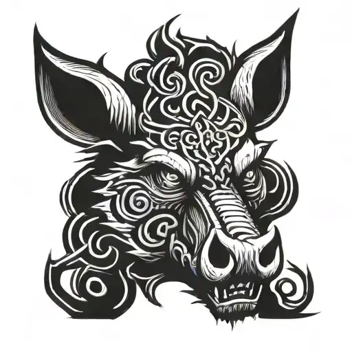 Irish Celtic Boar Head Angry