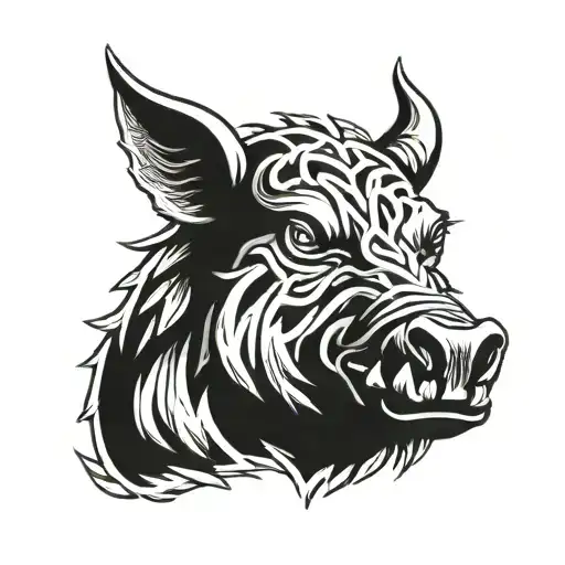 Irish Celtic Boar Head Angry