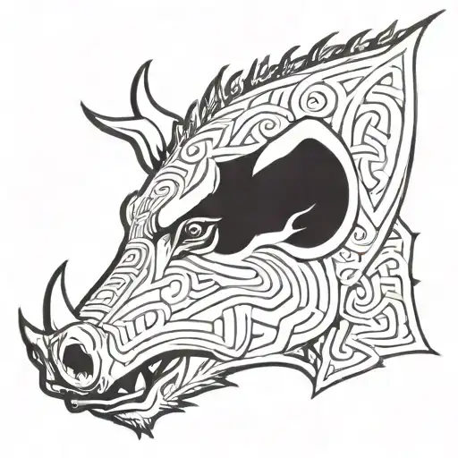 Irish Celtic Boar Head Angry