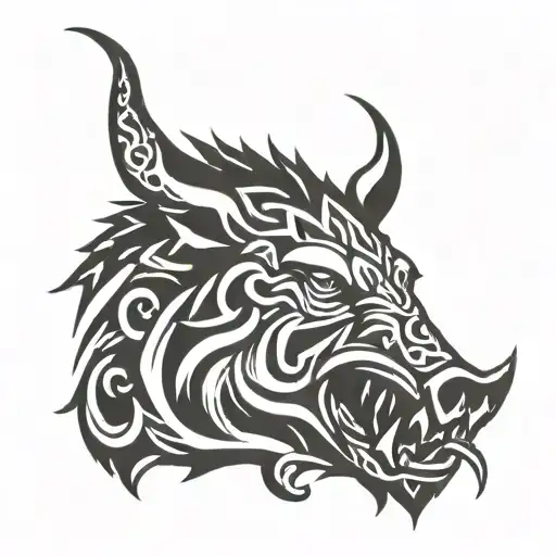Irish Celtic Boar Head Angry