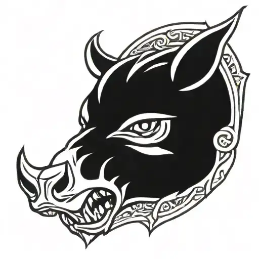 Irish Celtic Boar Head Angry