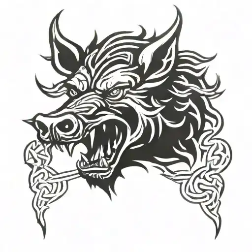 Angry Irish Celtic Boar Head