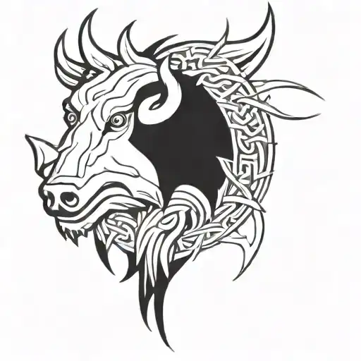 Angry Irish Celtic Boar Head