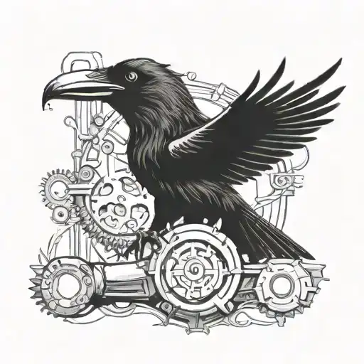 Combine A Raven And A Vintage Wrench In A Steampunk-inspired