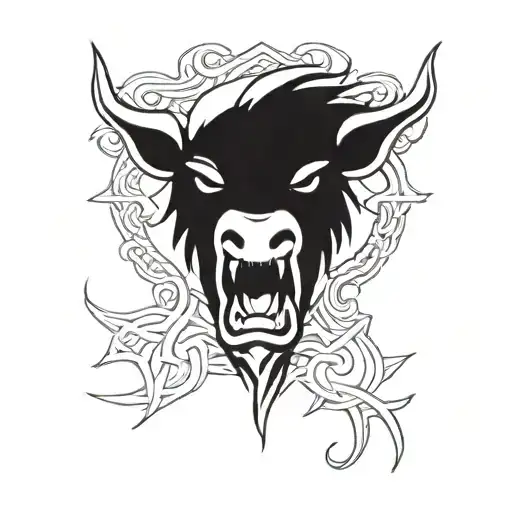 Angry Irish Celtic Boar Head Tongue