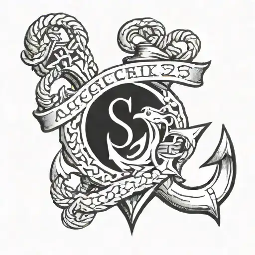 Anchor With The Number 22 And Letters S C