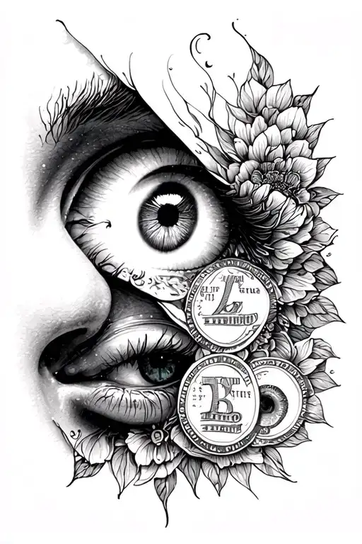 Eye Of Mother And Life With Money
