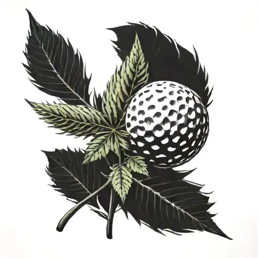 A Golf Ball Morphing Into A Cannabis Plant