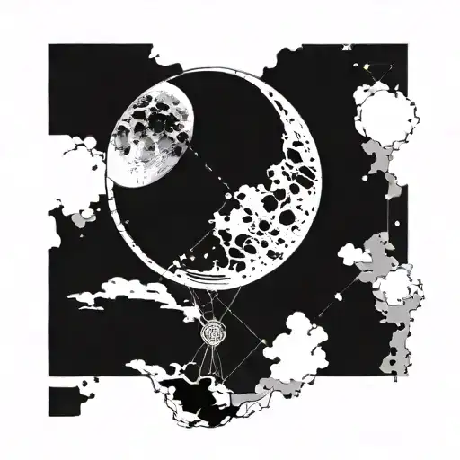 Waxing Gibbous Phase Design Featuring Libra Constellation