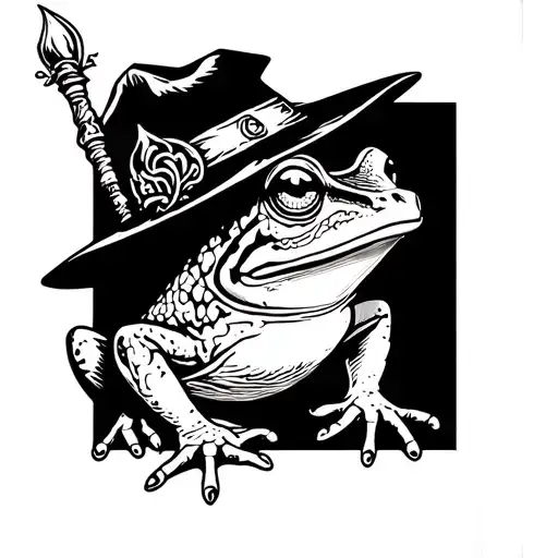 Druid Frog With A Hat And A Wand