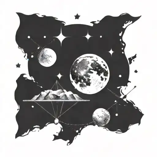 Waxing Gibbous Phase Design Featuring Libra Constellation