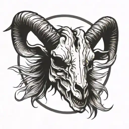 Goat Skull With A Black Circle Made