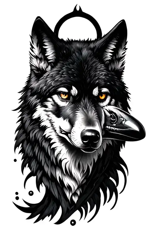 Wolf With Raven