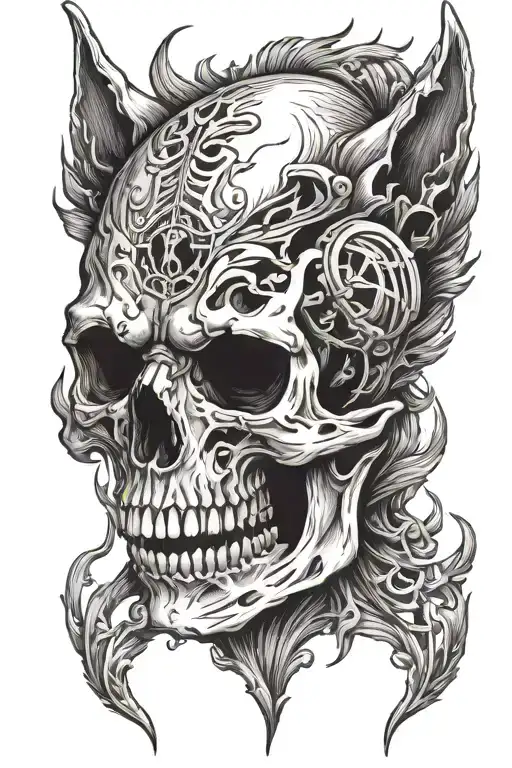 Human Skull Into A Wolf's Head