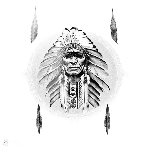 North American Indian With Totem