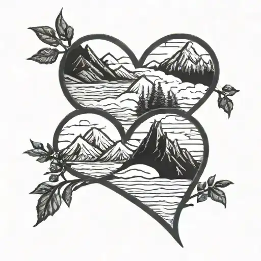 Three Small Hearts Intertwined With A Silhouette Of The Colorado Mountains