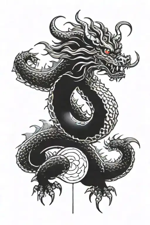 Traditional Korean Dragon Holding Orb Symbolizing Power