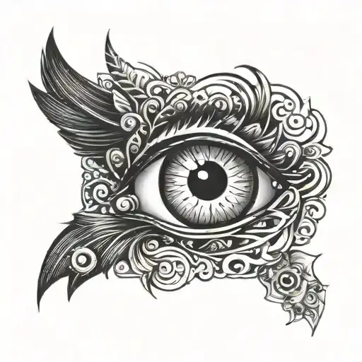 Blackout Tattoo With Eyes Looking