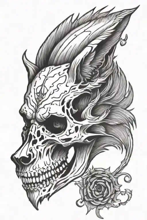 Human Skull Into A Wolf Head