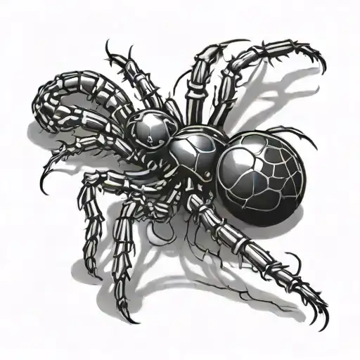 Black Widow Spider Crawling Full Body Side View