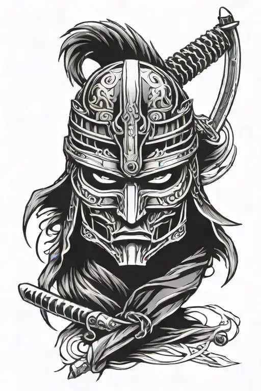 Crow And Katana Samurai Mask