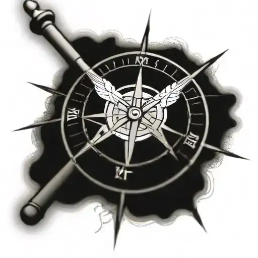 Compass With Fishing Rods