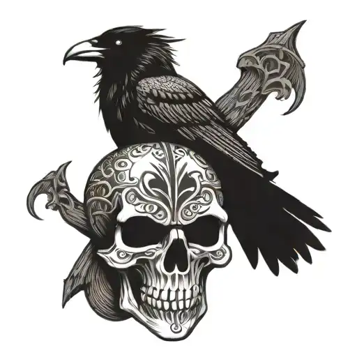 Viking Blak Crow Skull