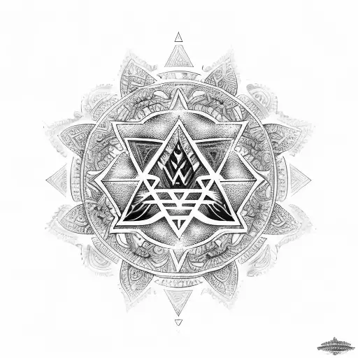 Triforce Mandala Greek Keys Floral Pattern Fluid