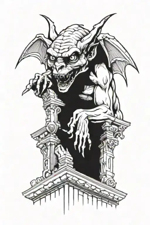 Scary Gargoyle On A Tower Made With Plastic Power Whith Rhinestone Eyes