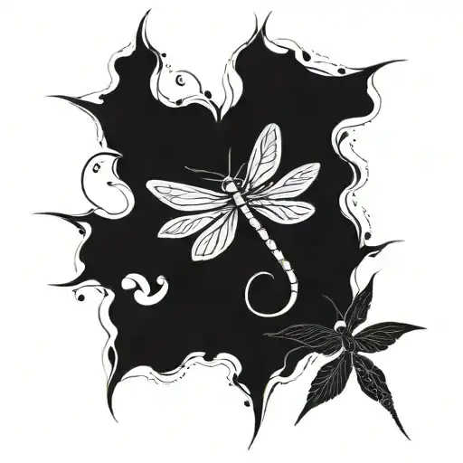 Black And White Dragonfly