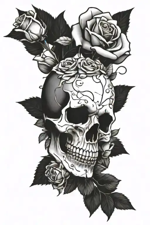 Skull And Roses Wrapped