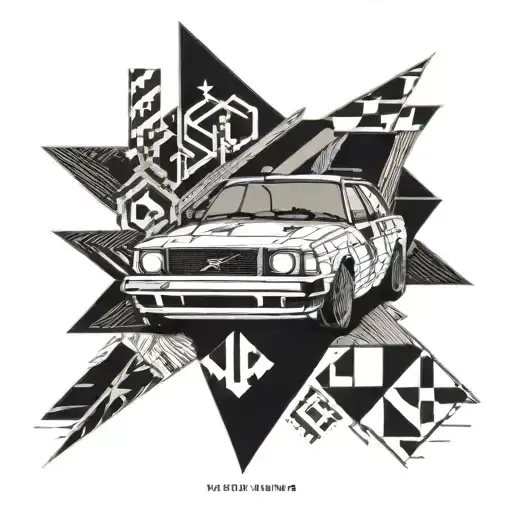 Abstract Geometric Design Incorporating Elements Of Rallycross And Volvo 240