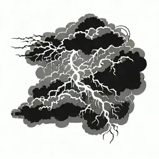 A Background Of Dark Black Clouds With White Lightning Shining