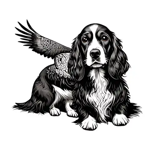 Woodcock And A Cocker Spaniel Dog
