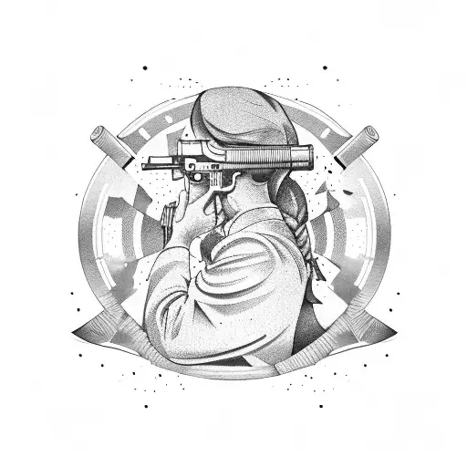 Gun With Crying And Sadness