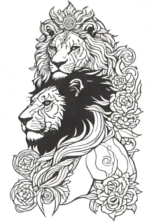 Lion With Jesus And Underneath Green Eye