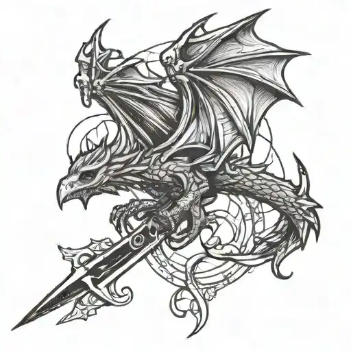 Dagger Wrapped Wyvern Flying