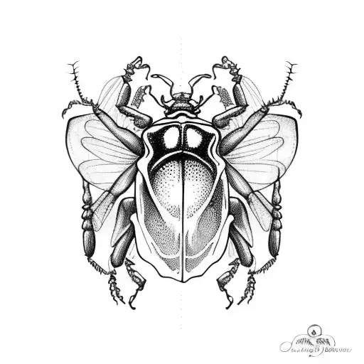 Beetle With Skull Body With Spread Wings