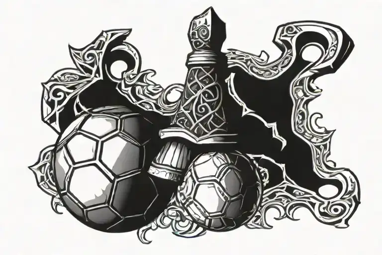 Thors Crown On Soccer Ball With Thors Hammer