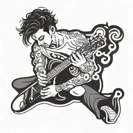 A Man Playing Rock Guitar