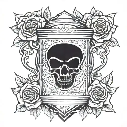 Hourglass With Skull And Roses
