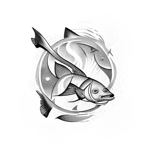 Pisces Sign With Water Splash And Year 1970 Under