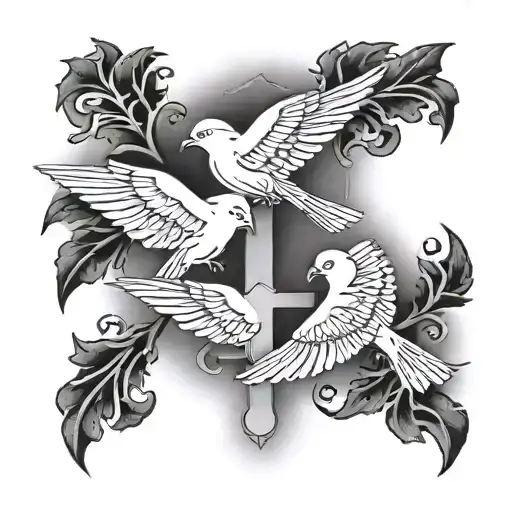 Bible Verse With Three Birds And Three Crosses