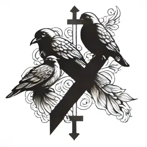 Bible Verse With Three Birds And Three Crosses