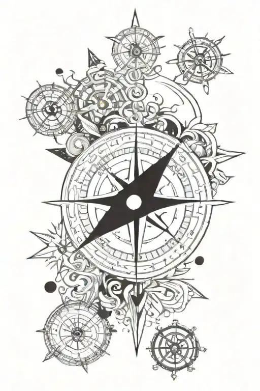 Compass Surrounded By Various
