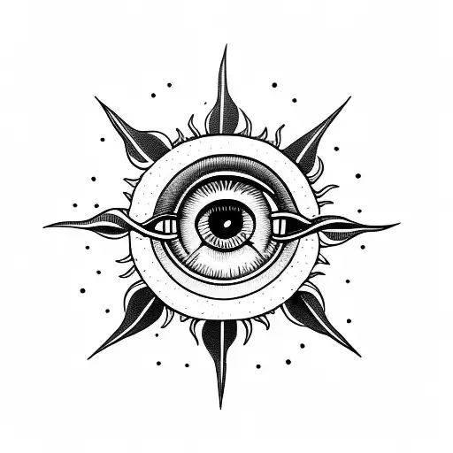 Sun With An Eye Surrounded By Clouds