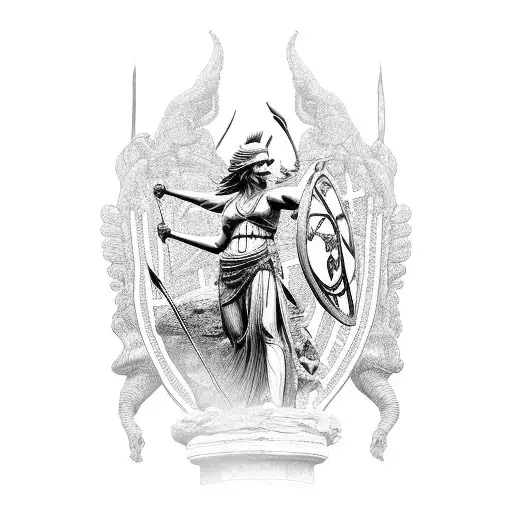 Britannia Statue On A Mountain Of Skulls