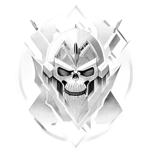 Mountain Of Skulls With Different Warrior Helmets And Broken Weapons