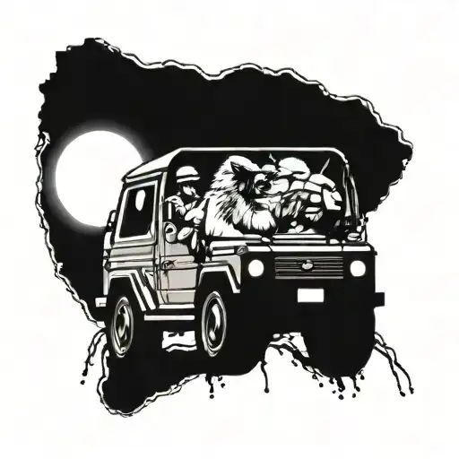 Camel In A G Wagon Listening To Rock Music